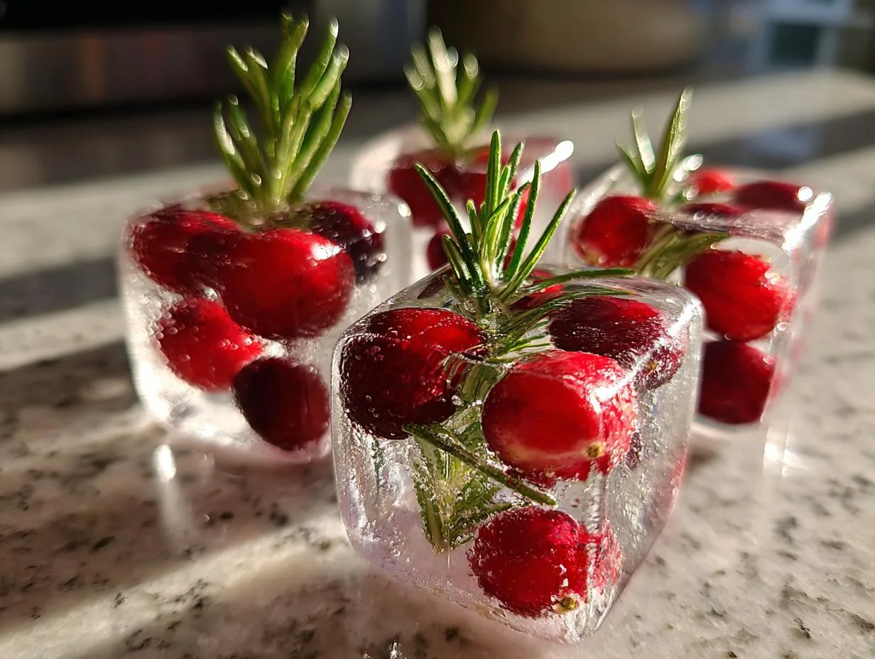 3-Ingredient Cranberry and Rosemary Ice Cubes (Stunningly Easy!)