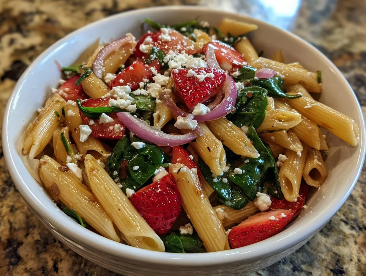 Strawberry Spinach Pasta Salad