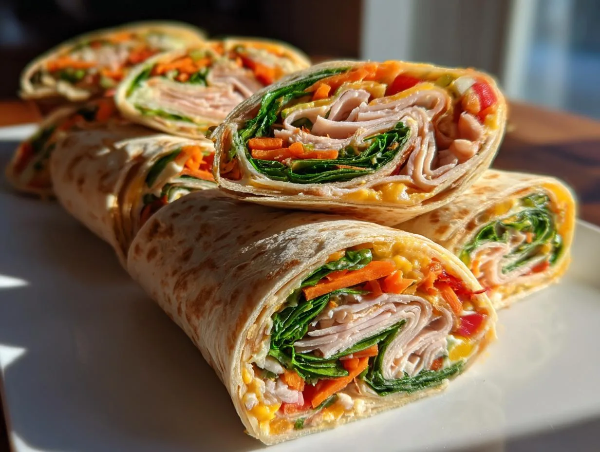 Recipe Kitchen Hub - Easy Slow Cooker Recipes 21 Turkey Pinwheel Wraps