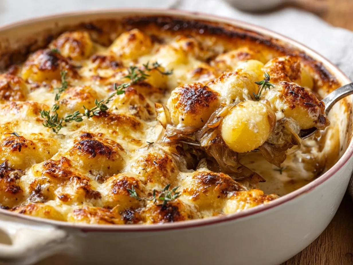 Recipe Kitchen Hub - Easy Slow Cooker Recipes 15 Baked French Onion Gnocchi