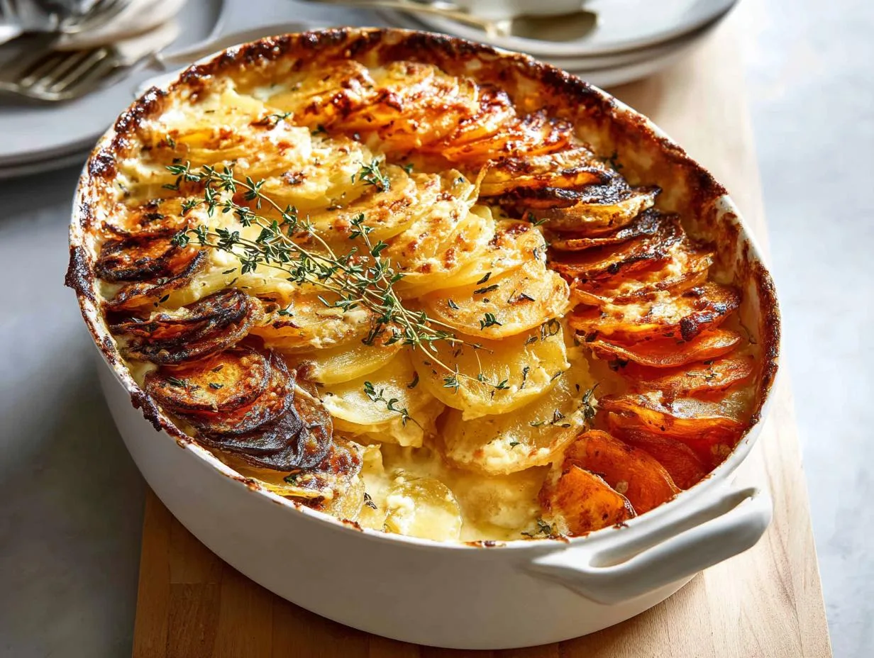 Recipe Kitchen Hub - Easy Slow Cooker Recipes 17 Cheesy Root Vegetable Gratin