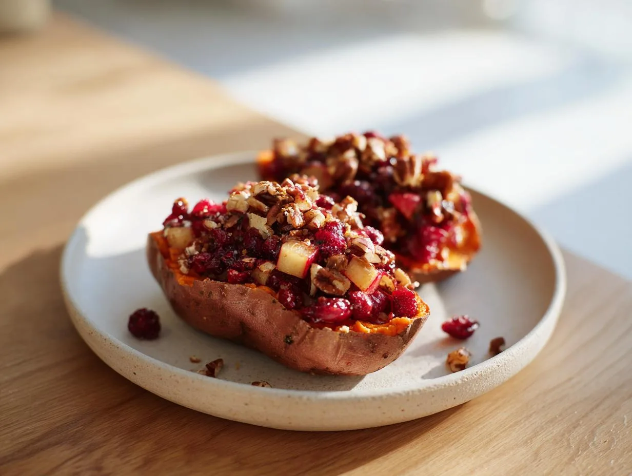 Recipe Kitchen Hub - Easy Slow Cooker Recipes 18 Cranberry Apple Twice-Baked Sweet Potatoes