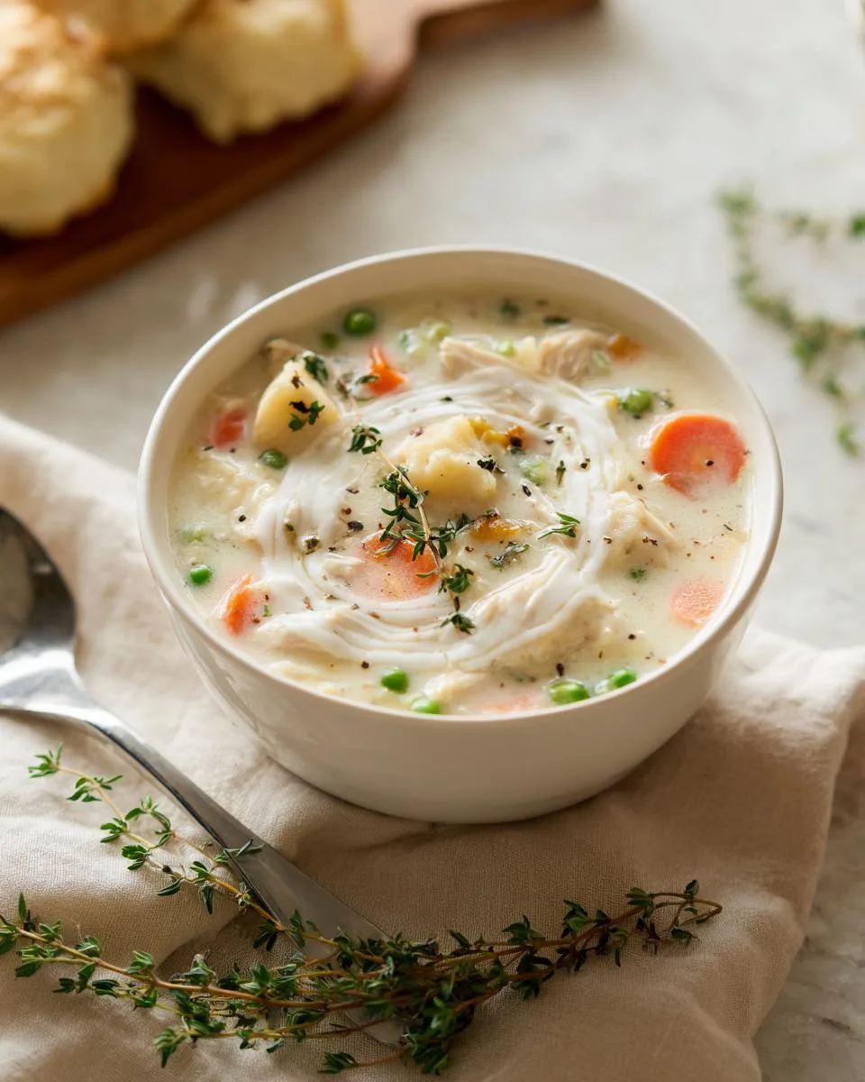 Creamy chicken pot pie soup - detail 1