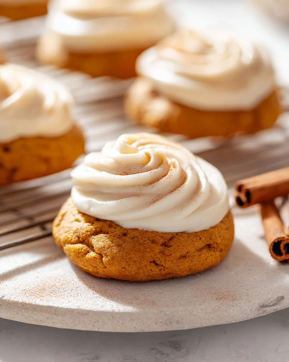 Pillowy Pumpkin Cookies with Cream Cheese Frosting - detail 1