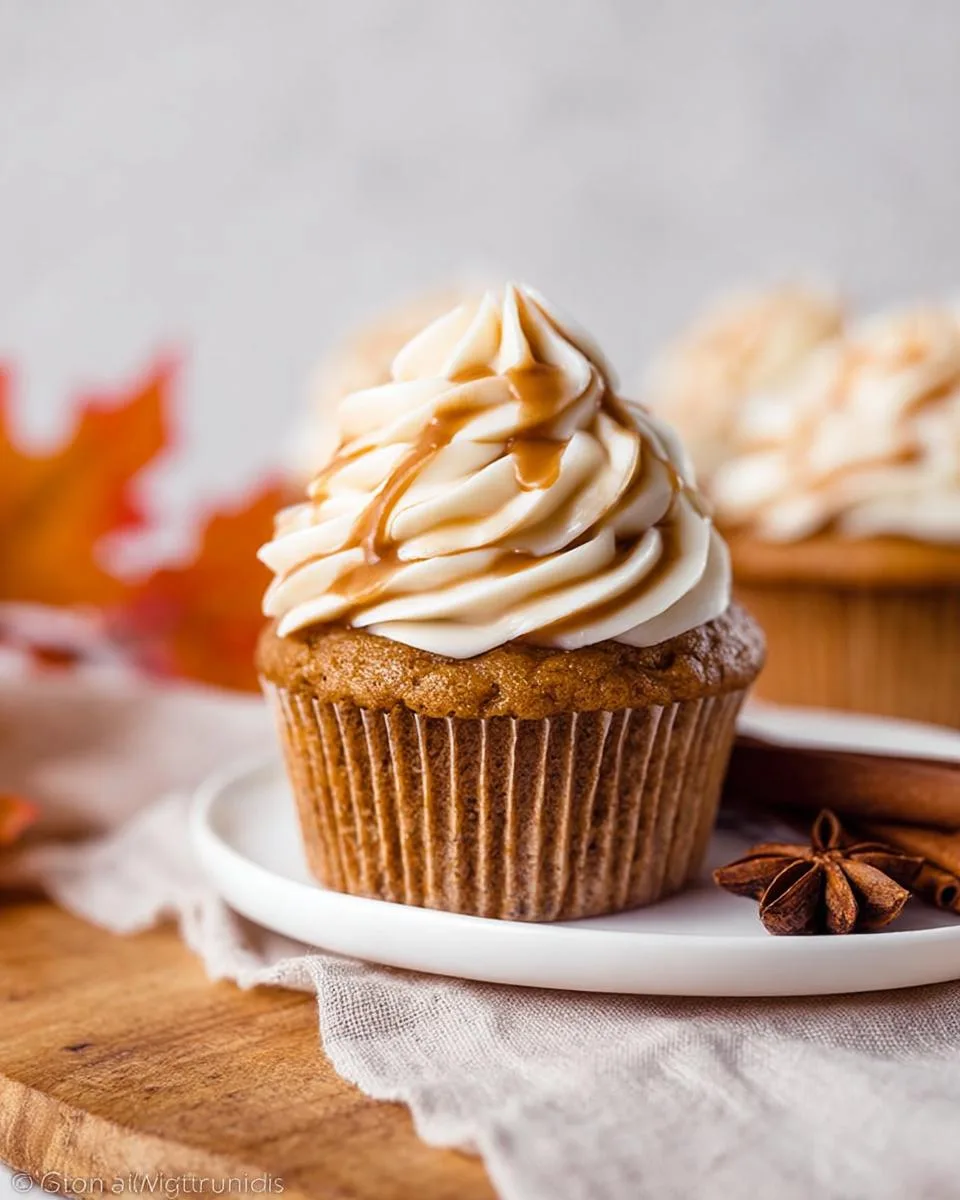 Pumpkin Cupcakes with Caramel Cream Cheese Frosting: 1 Best 3 Pumpkin Cupcakes with Caramel Cream Cheese Frosting - detail 1