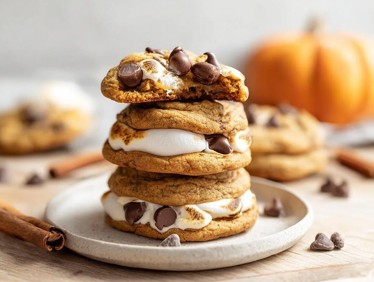 Recipe Kitchen Hub - Easy Slow Cooker Recipes 17 Pumpkin S'mores Cookies