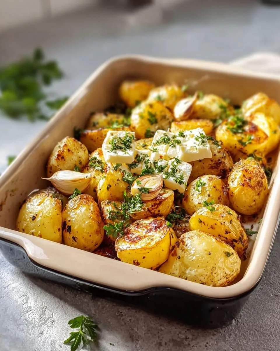 Roasted Potatoes with Baked Feta and Garlic - detail 1
