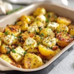 Roasted Potatoes with Baked Feta and Garlic