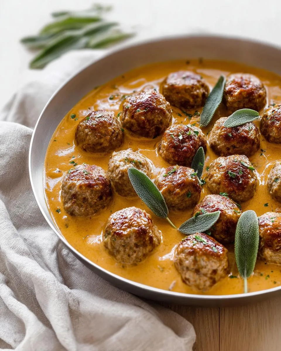 Turkey Meatballs in Pumpkin Sage Sauce - detail 1
