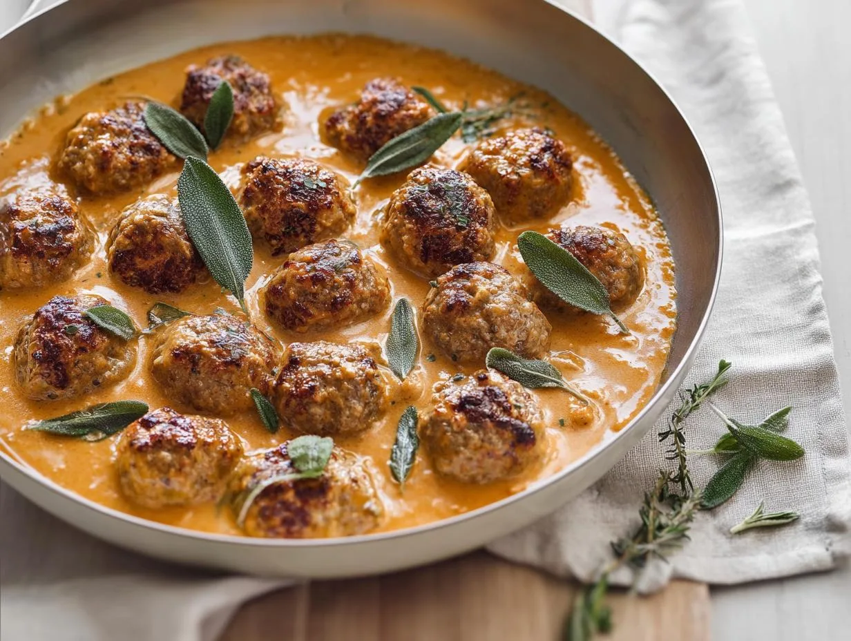 Recipe Kitchen Hub - Easy Slow Cooker Recipes 13 Turkey Meatballs in Pumpkin Sage Sauce