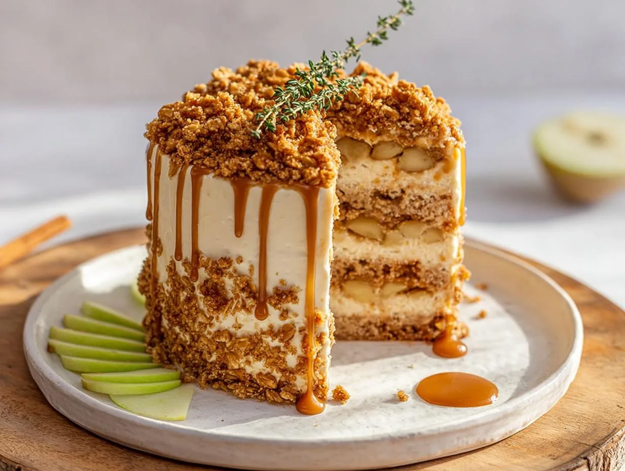 Recipe Kitchen Hub - Easy Slow Cooker Recipes 15 Salted Caramel Apple Crumble Cake